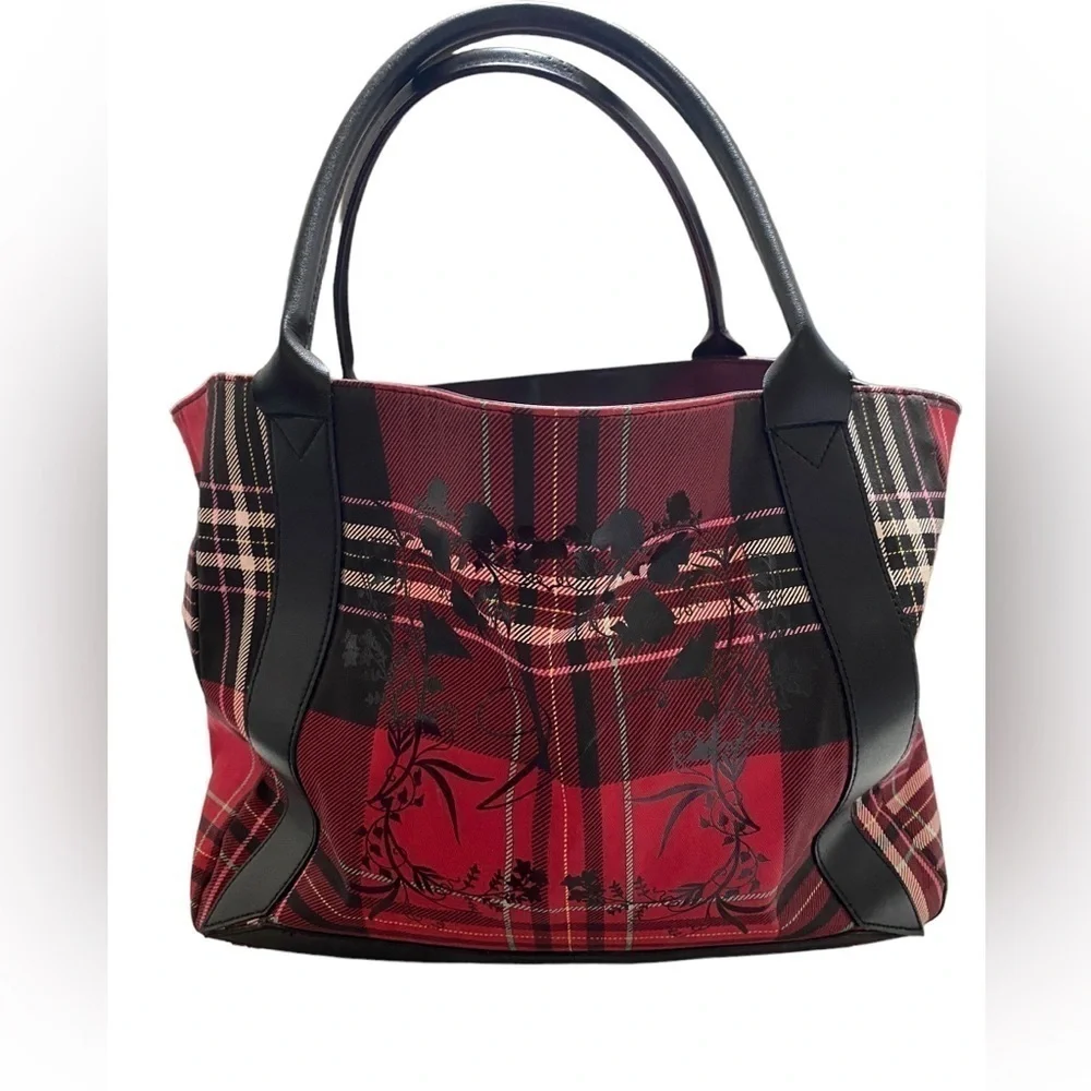 Victoria Secret‎ red and black plaid tote style number 11185110 14x12”